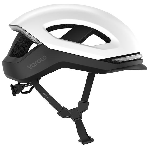 VAROLO smart helmet with sleek design, integrated visor, and ventilation, ideal for cycling safety and tech-savvy riders.
