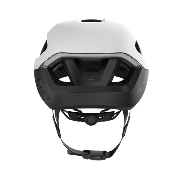VAROLO smart helmet with sleek design, featuring integrated safety lights and ventilation for enhanced cycling protection.